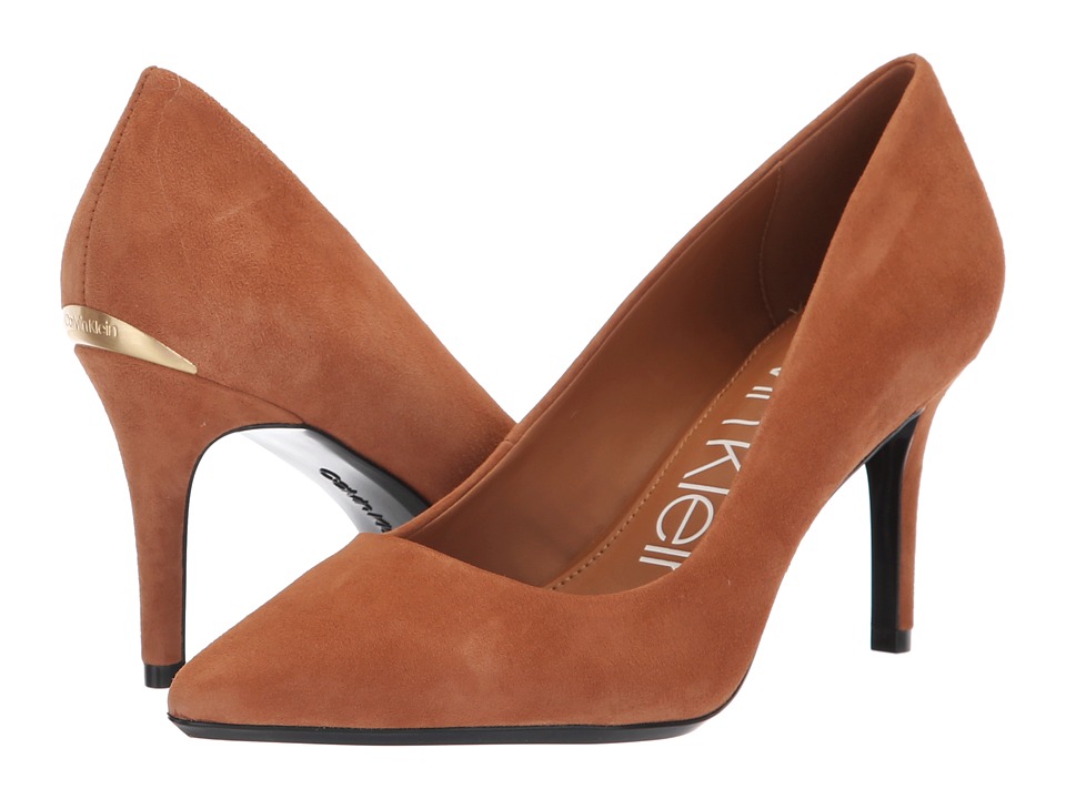 Calvin Klein Gayle Pump (Cognac Kid Suede) High Heels