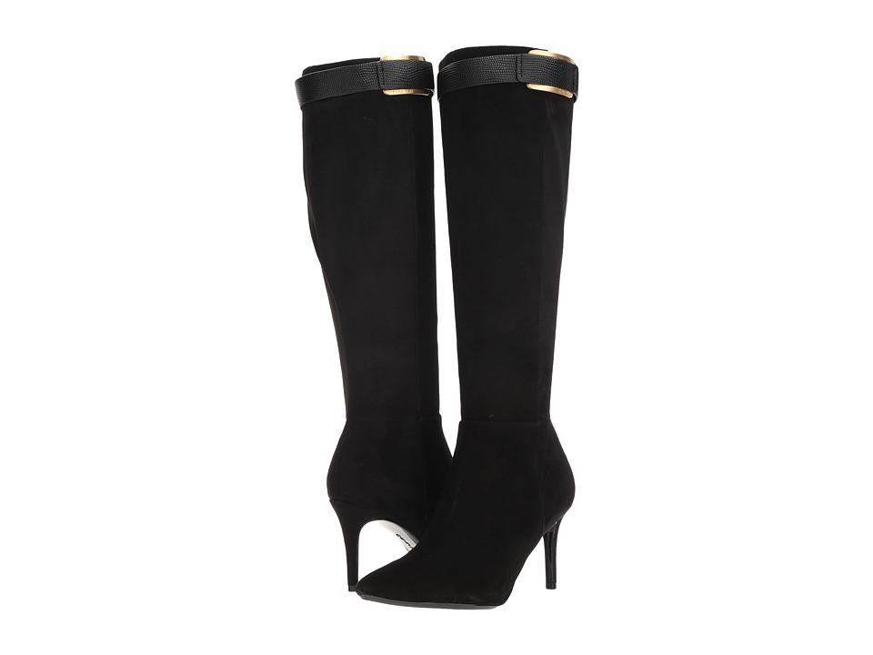 Calvin Klein Glydia (Black Kid Suede/Shiny Lizard) Women's Shoes