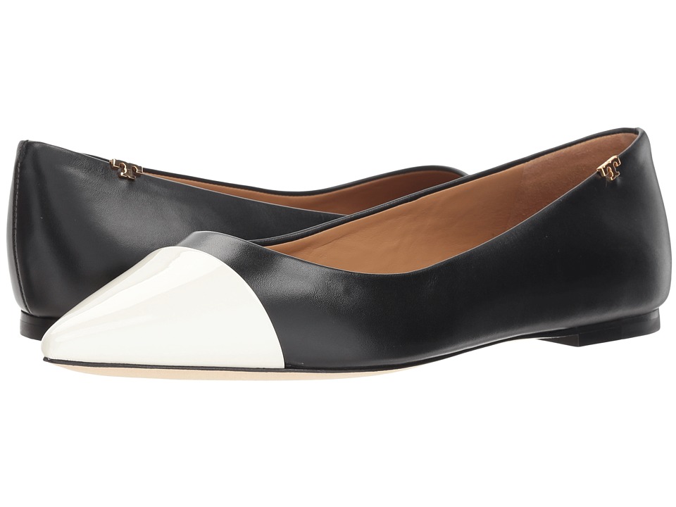Tory Burch Penelope Cap-Toe Flat (Perfect Black/Italian Ivory) Flats
