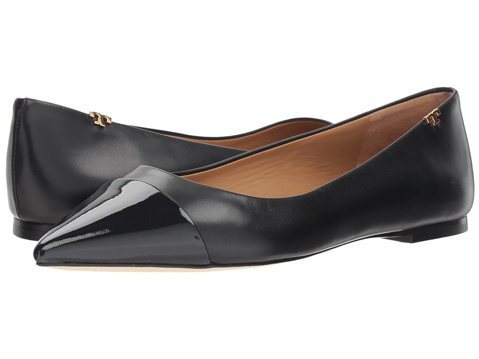 Tory Burch Penelope Cap-Toe Flat (Perfect Black) Flats