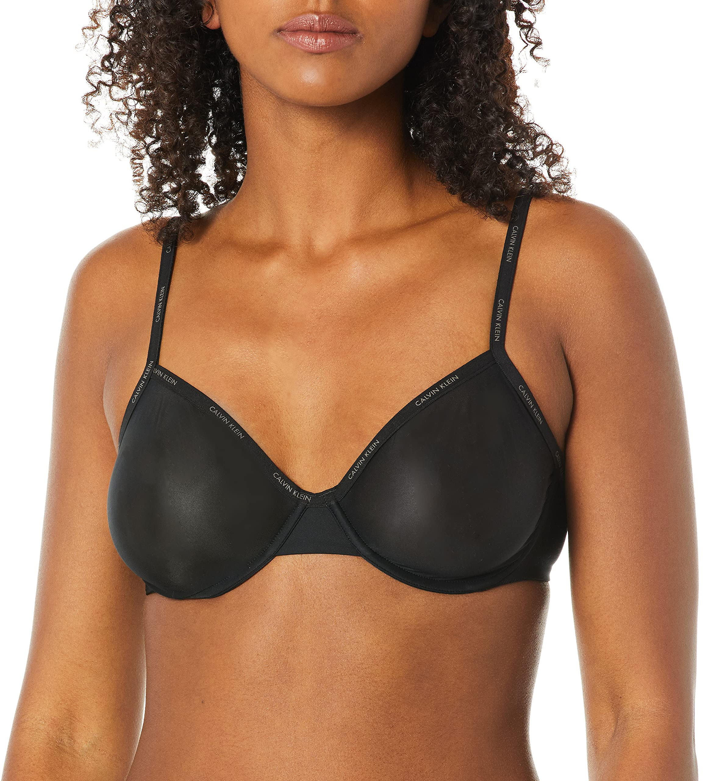Calvin Klein Sheer Marquisette Lace Lightly Lined Demi In Black