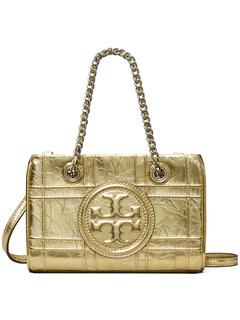 Tory Burch Fleming Soft Metallic Quilt Mini Chain Tote