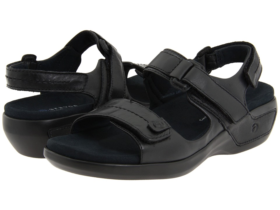 Aravon Katy (Black Leather) Sandals